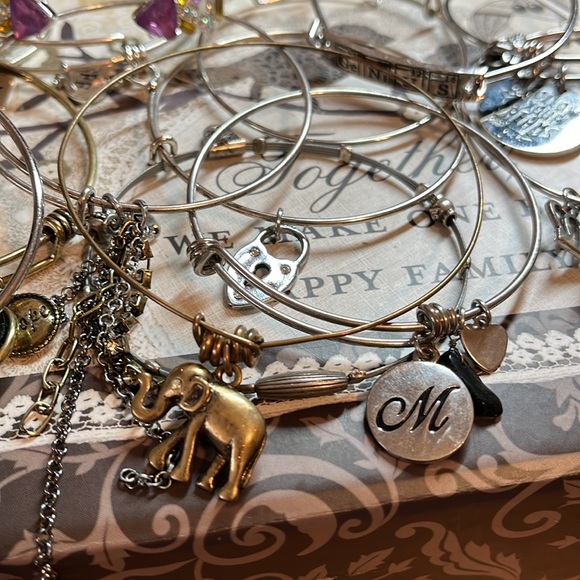 Bangle charm silver tone bracelet lot, 26 total - Picture 2 of 7